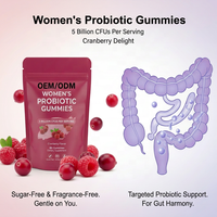 Gommes probiotiques pour femmes 5 milliards d'UFC - Saveur canneberge - OEM ODM Marque privée - Sans gluten Cétogène Soutien de l'équilibre du pH