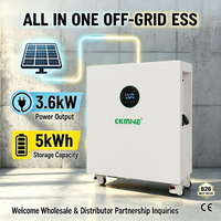Système solaire hybride tout-en-un hors réseau pour ferme avec onduleur et stockage d'énergie 5kWh 25.6V, batterie au lithium LiFePO4 3.6kW, direct usine