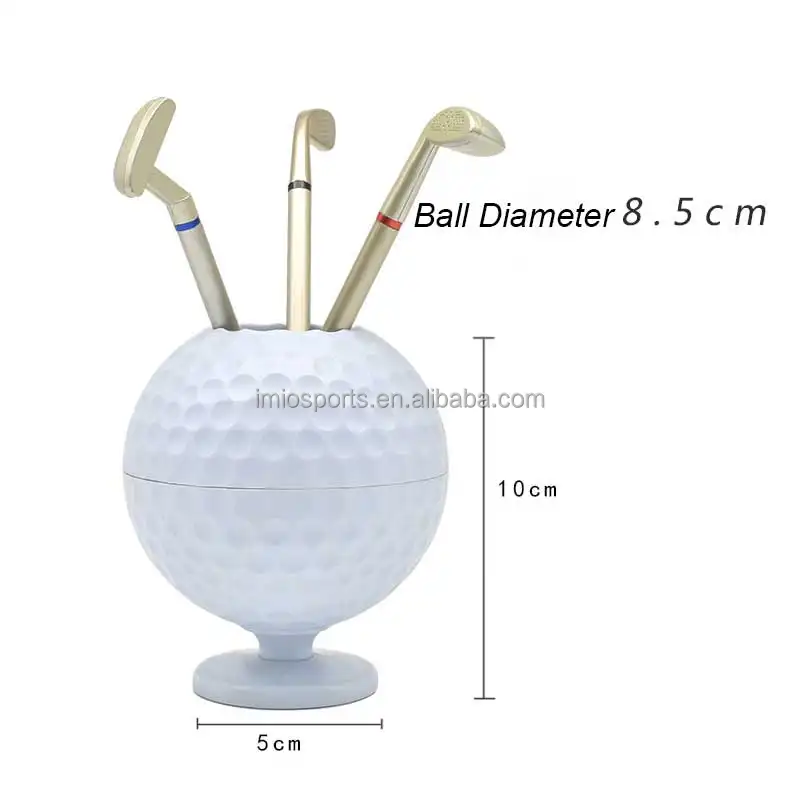 Conjunto de suporte para canetas de golfer, suporte para caneta modelo de bola de golfer, presente de mesa, mini suporte para canetas, pronto para enviar