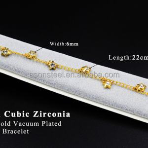 Chaîne de cheville fantaisie plaquée or populaire avec pendentif cinq étoiles - Product Image 3