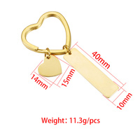 Porte-clés de couple de vente chaude de mode, porte-clés pendentif en forme de coeur à longue bande en acier inoxydable miroir personnalisé en gros