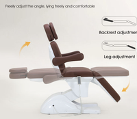 Table de massage électrique moderne en cuir marron pour esthéticienne, soins des cils, spa facial, avec 4 moteurs réglables et chaise de maquillage