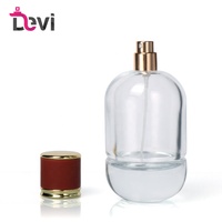 Flacons de parfum transparents élégants et rechargeables de 100 ml, atomiseur en verre épais vide avec capuchon en cristal doré, sérigraphié, anti-fuite
