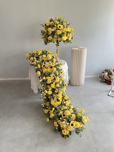 A-FB093 Wholesale Artificial Silk 60cm <b>Flower</b> Ball Silk Green and White Ball Center Piece Artificial <b>Flower</b> Ball - Product Image 3