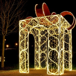 Tùy chỉnh ngoài trời không thấm nước IP65 3D LED Hộp Quà Tặng <span class=keywords><strong>Motif</strong></span> đèn vườn kỳ nghỉ trang trí Giáng sinh ấm trắng sáng ánh sáng - Product Image 2