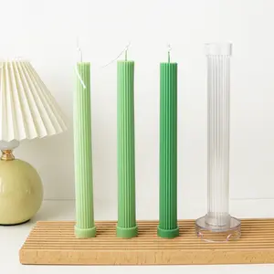 Z102 Long Cylinder Rib Candle Molds Pillar Candle Mold Pointy Top Moulds Cake Tools for Candle Making Plastic Molds