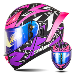 Casque de moto à double visière rabattable approuvé par le DOT Casque intégral vintage modulaire à double lentille Scooter - Product Image 6