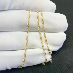 Hot Selling Au750 Gold 18K Real Solid Pure Gold Chain Roll Figaro Gold Necklace Chain Jewelry Wholesale Bulk Chains By Meter