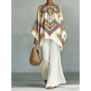 Nouvel ensemble deux pièces pour <span class=keywords><strong>femme</strong></span>, style européen et américain, imprimé 3D, <span class=keywords><strong>pantalon</strong></span> ample à jambes larges, mode estivale, idéal pour les vacances 2026 - Product Image 1