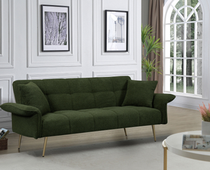 <b>Convertible</b> Double Fabric Sofa <b>Bed</b> Set Extendable Armrests for Apartment Hotel Villa Upholstered Sponge Filling Material - Product Image 4