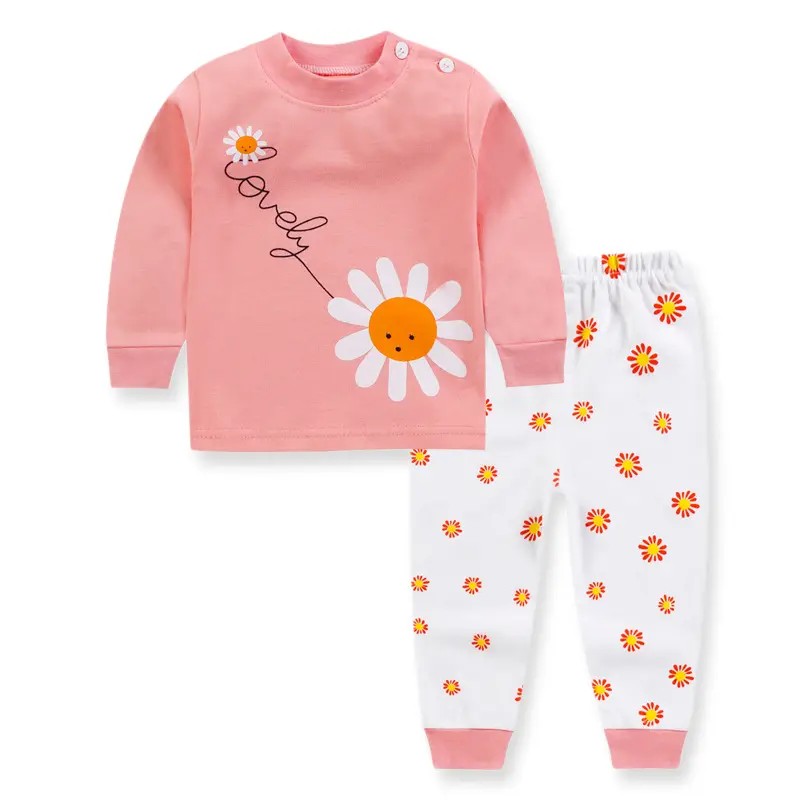 Factory direct children's clothing 0-5 years old baby cotton cartoon printing home service suit