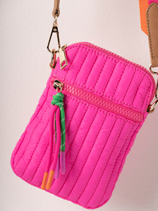 Pochette bandoulière matelassée mini avec large sangle de guitare, accessoires dorés, sac à téléphone à pompon en cordon, sac à bandoulière décontracté - Product Image 3