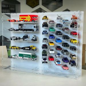 Cao rõ ràng Acrylic hiển thị trường hợp giới thiệu với ánh sáng dẫn cho quy mô 1/64 Diecast nóng bánh xe Matchbox greenlight autoworld xe ô tô - Product Image 1