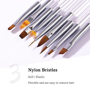Ensemble de 16 pinceaux à ongles en acrylique transparent avec logo personnalisé, pour peinture, estompage, liner, gel UV, manucure, nail art - Product Image 3