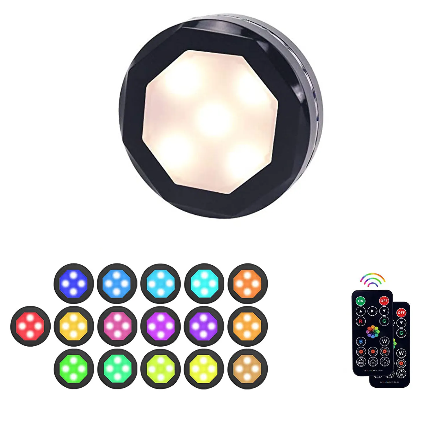 Dimmbare kabellose Einbau-Schrank beleuchtung Batterie Farbwechsel LED Puck Lights