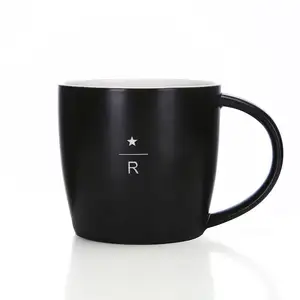 Custom logo 8oz 12oz 14oz 16oz Black Matte Mug Large Capacity Laser Engraving Ceramic Water Cup Creative Coffee Cup Mug