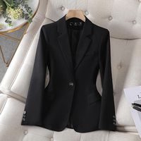 Nouvelle veste de costume élégante pour femme, unie, à bouton unique, manches longues, col en V, respirante, tricotée, idéale pour le bureau