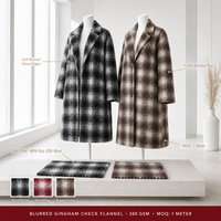 Tissu en flanelle à carreaux en mélange de laine 380 GSM, 80% polyester 20% laine, textile à carreaux pour manteaux et pantalons d'hiver, MOQ 1 mètre