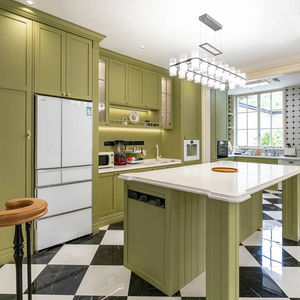 Gabinetes de Cocina Modernos Personalizados, Aparador Integrado de Pared, Madera Maciza con Acabado Lacado, Personalización Completa para Casa o Villa - Product Image 1