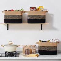 Panier de rangement en corde de coton 15x10x9 pouces, tissé, avec poignées, pour vêtements, jouets, serviettes, livres, linge, durable, élégant, ovale