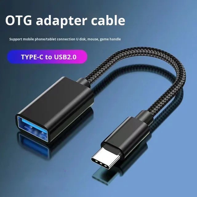 OTG Type C Braided Cable Adapter USB to Type C Adapter Connector OTG Female Data Cable Converter for Mobile Phone