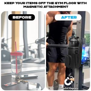 Bolsa de Gimnasio Magnética PREMIUM OEM/ODM con Compartimento para Botella de Agua y Teléfono, Clip para Llaves, Bolsillo para Cartera y Correa Ajustable - Product Image 3