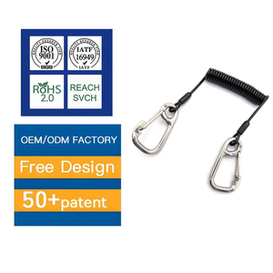 Lanière enroulée de sécurité rétractable personnalisée avec mousqueton en alliage d'aluminium, lanière d'outils avec anneau de crochet pour porte-clés - Product Image 1