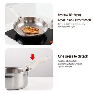 Juego de Utensilios de Cocina de Acero Inoxidable 304 de Grado Alimenticio con Mango Desmontable, Olla Profunda para Sopa y Sartén con Tapas para Camping, Hogar y Cocina - Product Image 4