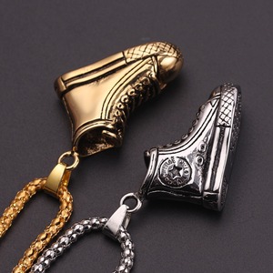 Collier Nouveau <span class=keywords><strong>En</strong></span> Trois Dimensions Haut-Top Toile Chaussures Collier Or Casual Chaussures Inspiration Chaussures Charme Pendentif Athlète Juif - Product Image 3