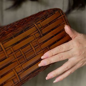 Handmade bamboo woven storage bag, retro bamboo woven tea set bag, tote bag, <b>Chinese</b> style tea <b>dress</b> bag - Product Image 4