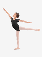 Justaucorps de danse bleu clair à haute élasticité pour filles, col en V, manches à volants, costumes respirants pour ballet et pom-pom girl