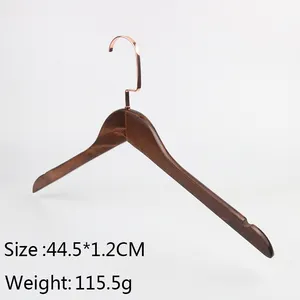 China supplier wooden clothes hanger display style rose gold clothing hanger with clip