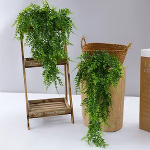 Plantas colgantes de imitación de ratán persa artificial, vid de plástico verde de imitación, decoración de pared de jardín al aire libre