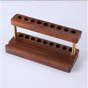 <b>Solid</b> <b>Wood</b> Walnut Pen Holder 20x8x8cm Double Layer <b>Desk</b> Organizer For Office Stationery Storage - Product Image 1