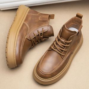 Autumn High Quality Men's Classic Leather Boots Height-Increasing Plus Size Men's Cowhide Boots Fashionable New Style - Product Image 1