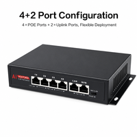 Switch POE Compacto de 4 Puertos y 100Mbps, Fácil Instalación, Plug and Play, Alimentación por Ethernet para Redes Inalámbricas Domésticas