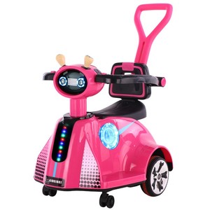 Voiture rouge en plastique pour enfants de 2 à 4 ans, jouet électrique à pousser avec lumières et sons pour garçons et filles - Product Image 3