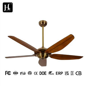52-Inch Retro Orient Home Electric Ceiling Fan with DC Motor <b>LED</b> Remote Control for Hotels Classical Metal Blade Decorative Fan - Product Image 4