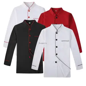 Livraison directe manteau en tissu sergé d'uniforme de chef d'hôtel/restaurant en poly coton de couleur blanche/veste de chef