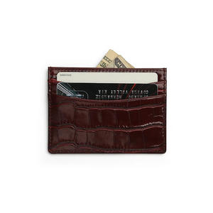 맞춤 로고 미니멀리스트 슬림 디자이너 카드 홀더 악어 패턴 프리미엄 천연 가죽 신용카드 지갑 RFID 차단 - Product Image 2