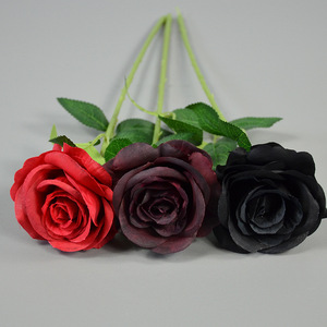 ดอกกุหลาบดำประดิษฐ์ ก้านเดี่ยว ขนาดกลาง สำหรับตกแต่งงานแต่งงานและบ้าน - Product Image 3