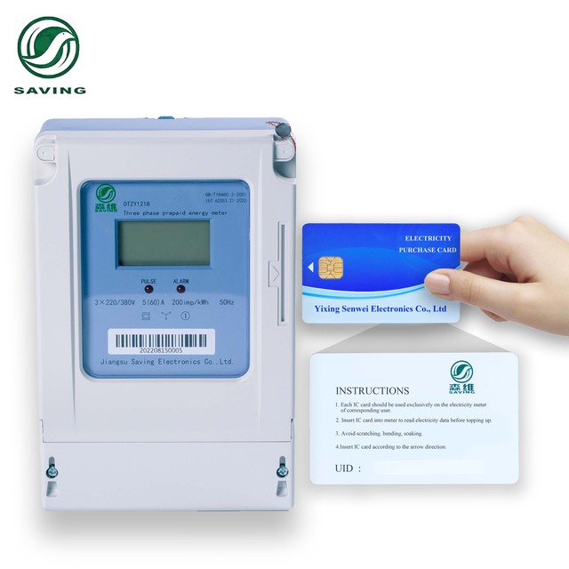 CE Prepay Smart 220VAC Electric Meter Power Impact Meter 100A Prepaid Energy with Card Reader
