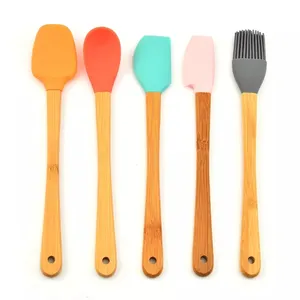 Mini Cooking Mixing Baking Silicone Scraper Set Nonstick 5pcs Heat Resistant Children Spatula