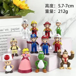 Commercio all'ingrosso 5.7-7cmsSet 12tyles pvc action figure Super Mario Princess Peach Luigi Donkey sKong Yoshi 3D action figures hot sellmg