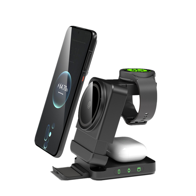 2025 3 in 1 Wireless Charger Station 15w 3 in 1 Foldable Cube Rotating Wireless Charger Magnetic Charging Holder for iPhone