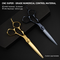 Ciseaux à cheveux professionnels légers pour droitiers en acier japonais ATS314 avec placage titane CNC de 6,0 pouces, qualité supérieure, personnalisés en or