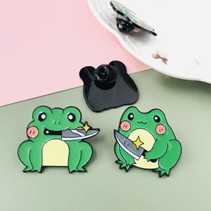 YINI Hersteller Großhandel Maßgefertigte Metall-Goldbürst-Technik Mode-Designer Frosch-Cartoon Emaille Anime Brosche Anstecknadeln - Product Image 4