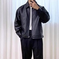 Veste Moto Premium Noire pour Hommes en Simili Cuir PU, Manteau Personnalisé pour l'Hiver et le Bureau