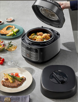 Autocuiseur électrique multifonctionnel Friteuse à air 2-en-1 Contrôle LCD 4.1-5L Capacité 1200W Efficacité énergétique A + Surchauffe