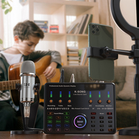 Kit Professionnel Audio Cartes Son et Mélangeurs Micro Condensateur Support Téléphone Lumière d'Appoint pour Streaming en Direct Enregistrement Podcast